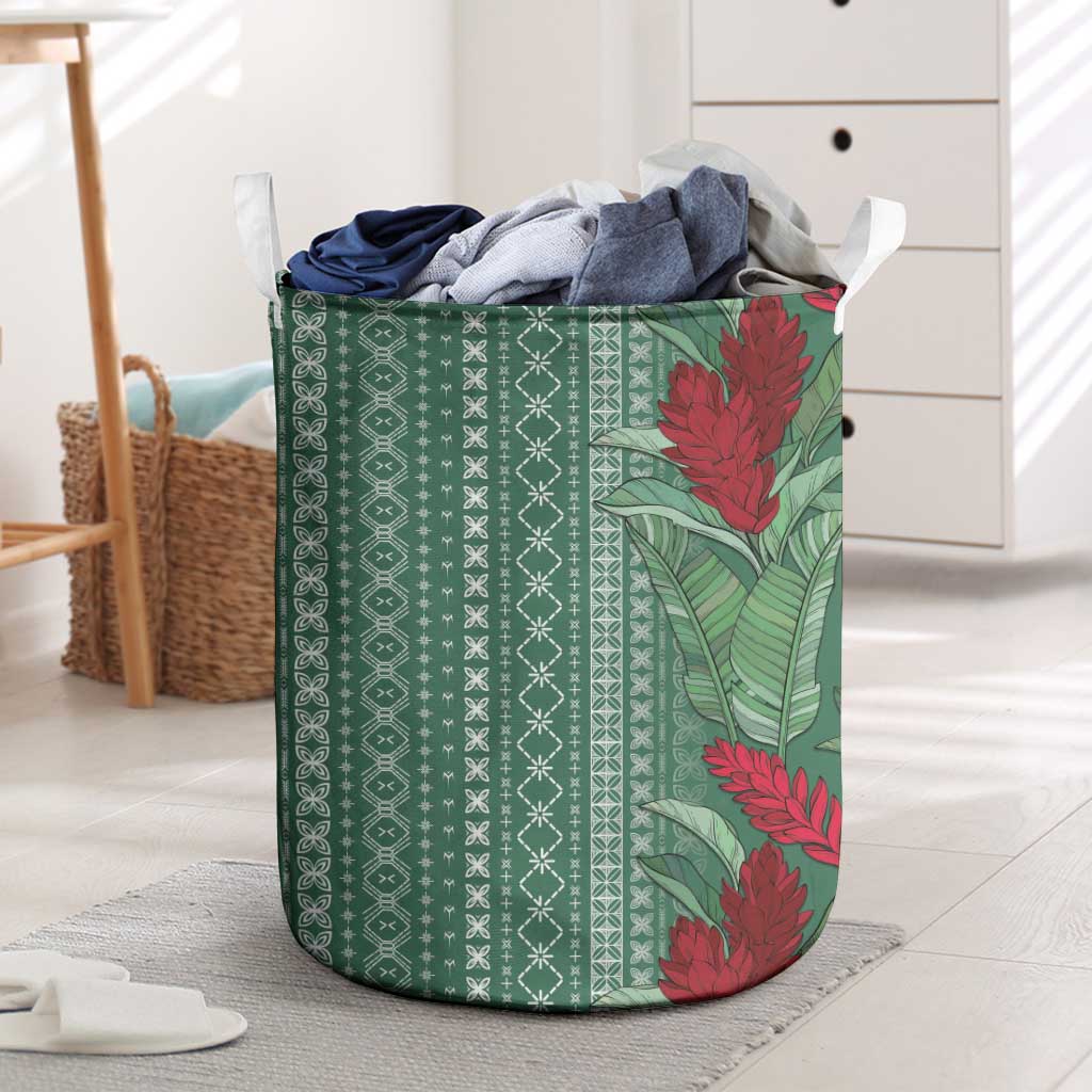 Women's Day Samoa Malu Tattoo Inspired Mix Teuila Laundry Basket Sage Green LT7 Sage Green - Polynesian Pride