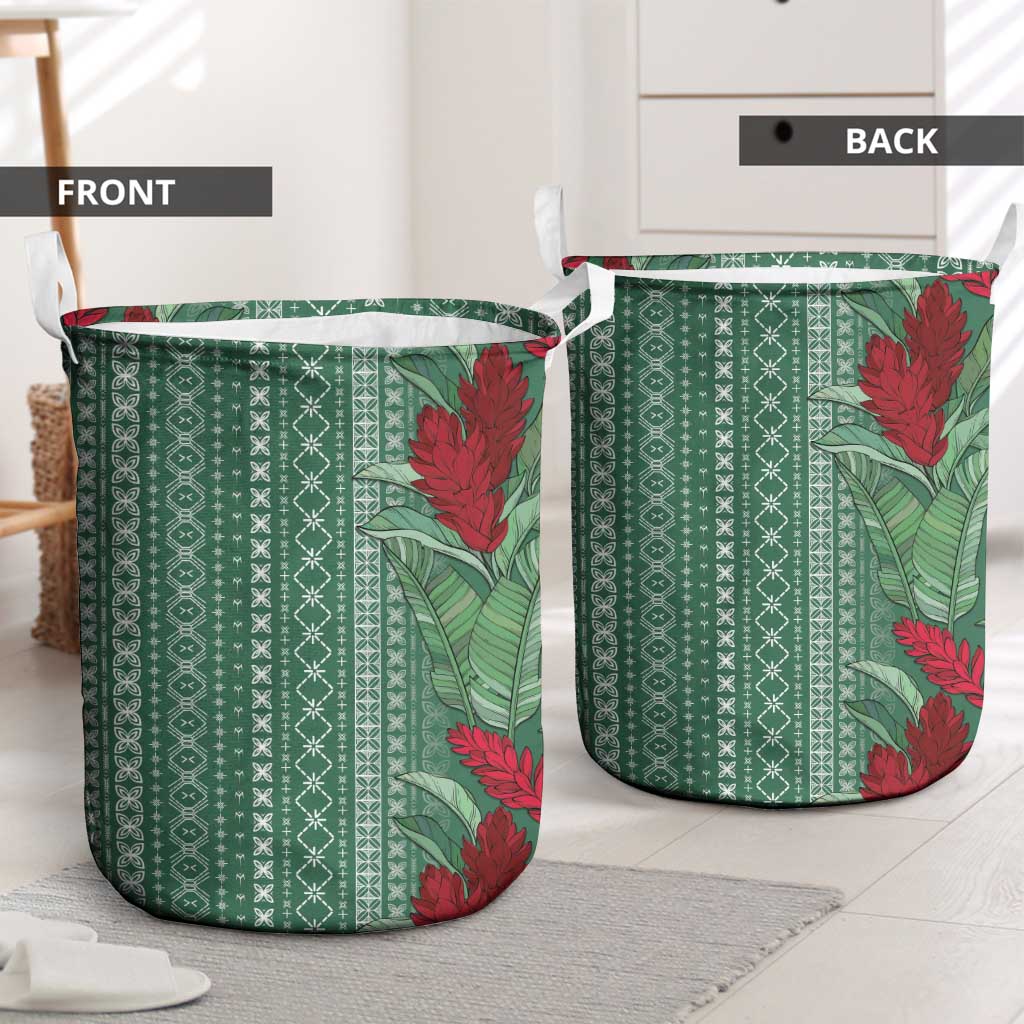 Women's Day Samoa Malu Tattoo Inspired Mix Teuila Laundry Basket Sage Green LT7 - Polynesian Pride