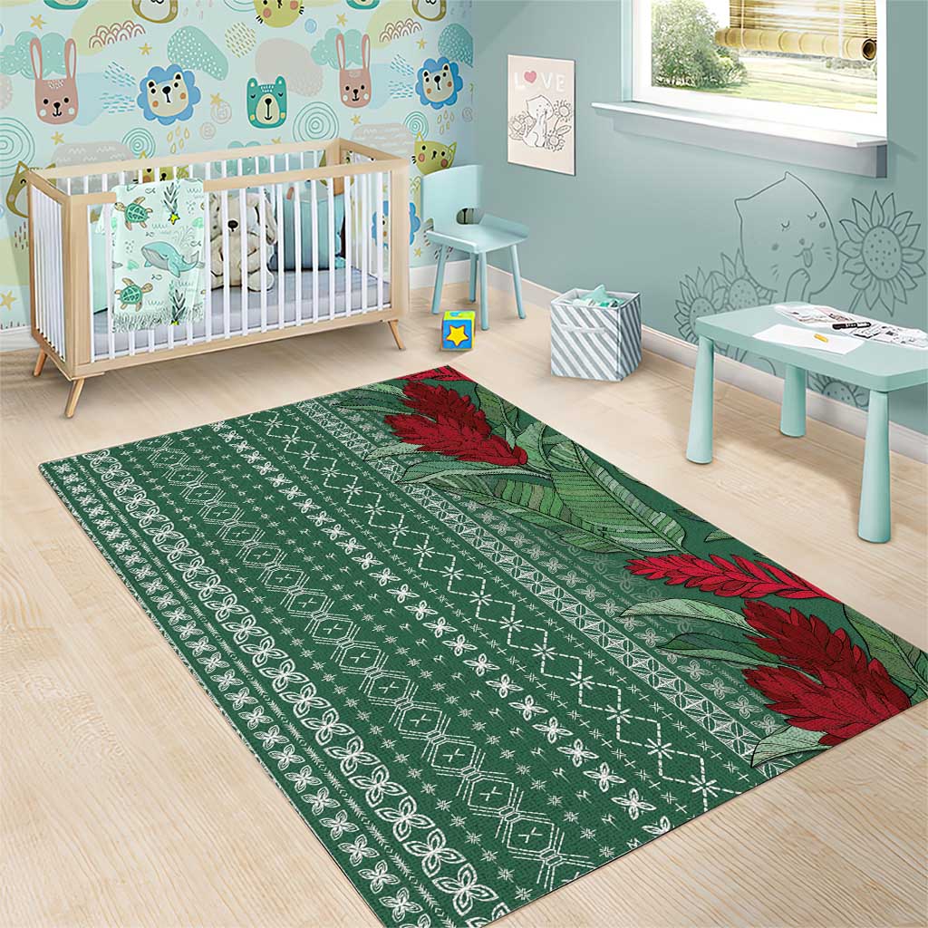 Women's Day Samoa Malu Tattoo Inspired Mix Teuila Area Rug Sage Green