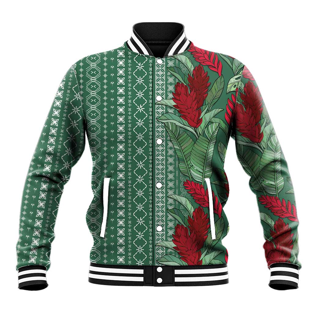Women's Day Samoa Malu Tattoo Inspired Mix Teuila Baseball Jacket Sage Green LT7 Unisex Sage Green - Polynesian Pride