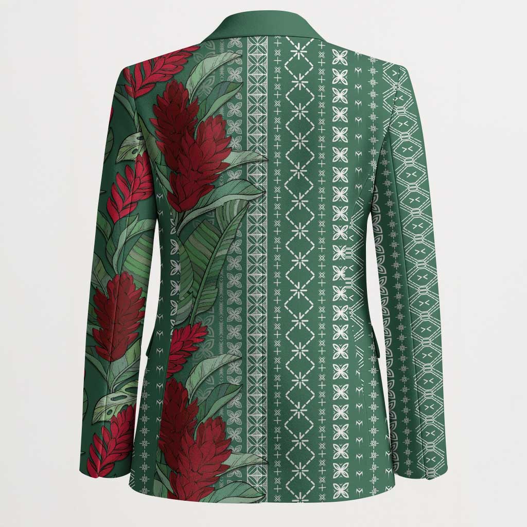 Women's Day Samoa Malu Tattoo Inspired Mix Teuila Blazer Sage Green LT7 - Polynesian Pride
