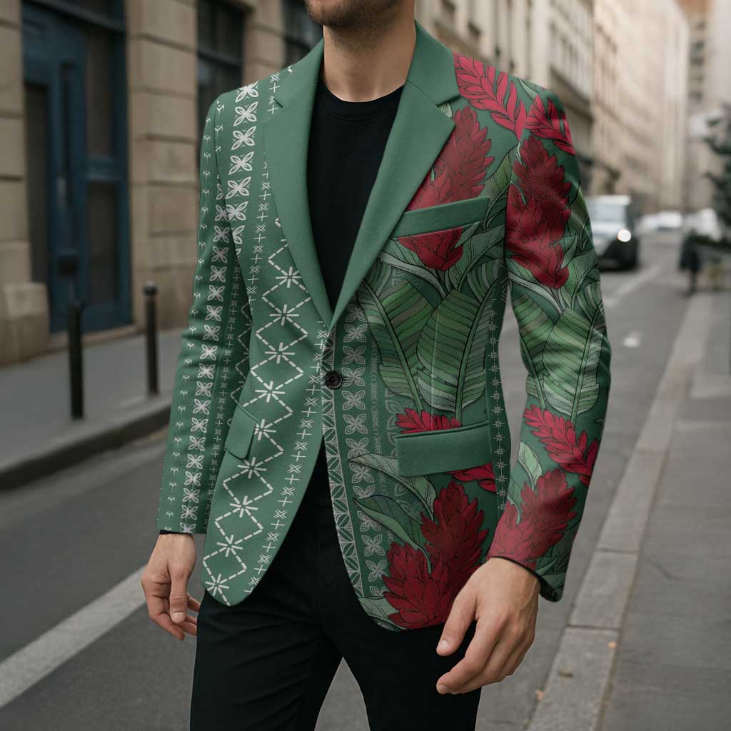 Women's Day Samoa Malu Tattoo Inspired Mix Teuila Blazer Sage Green LT7 - Polynesian Pride