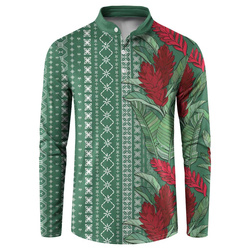 Women's Day Samoa Malu Tattoo Inspired Mix Teuila Button Sweatshirt Sage Green LT7 Sage Green - Polynesian Pride