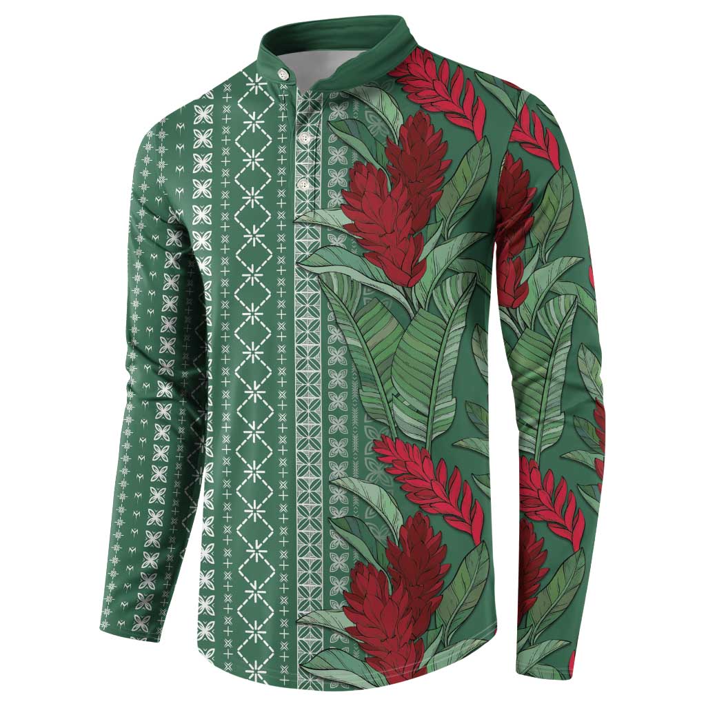 Women's Day Samoa Malu Tattoo Inspired Mix Teuila Button Sweatshirt Sage Green LT7 - Polynesian Pride