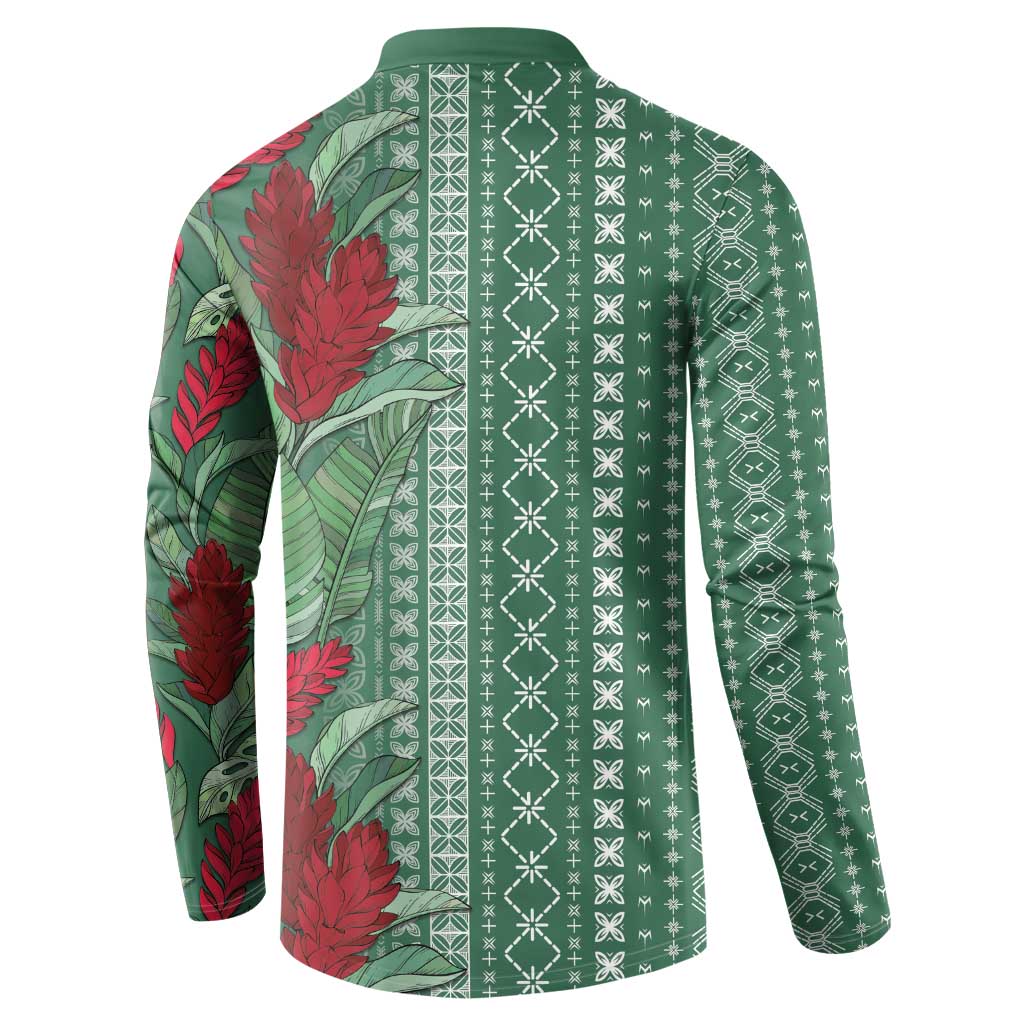 Women's Day Samoa Malu Tattoo Inspired Mix Teuila Button Sweatshirt Sage Green LT7 - Polynesian Pride
