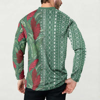 Women's Day Samoa Malu Tattoo Inspired Mix Teuila Button Sweatshirt Sage Green LT7 - Polynesian Pride