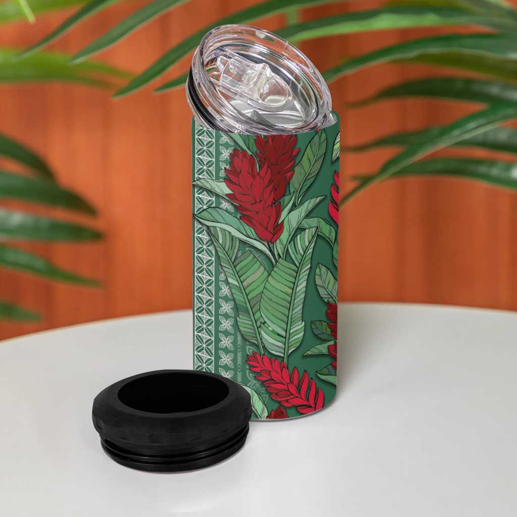 Women's Day Samoa Malu Tattoo Inspired Mix Teuila 4 in 1 Can Cooler Tumbler Sage Green LT7 - Polynesian Pride