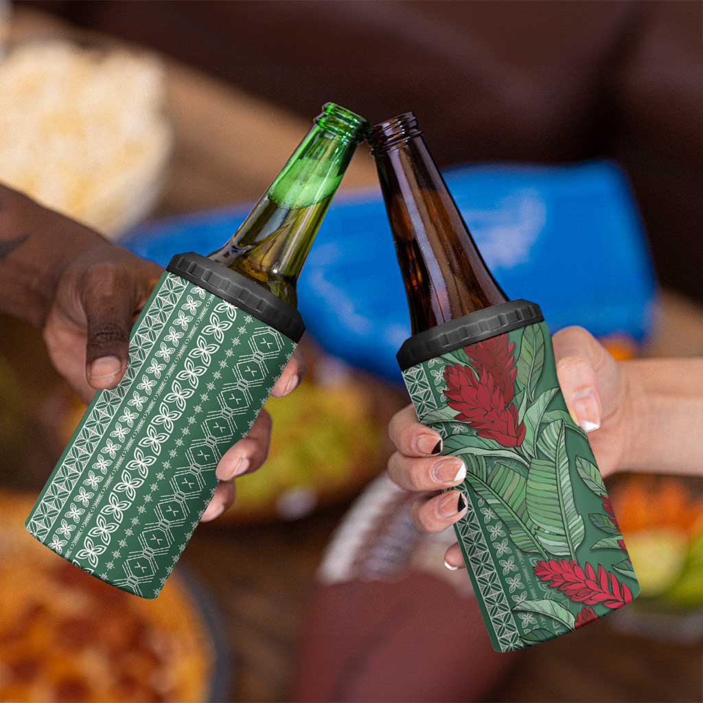 Women's Day Samoa Malu Tattoo Inspired Mix Teuila 4 in 1 Can Cooler Tumbler Sage Green LT7 - Polynesian Pride