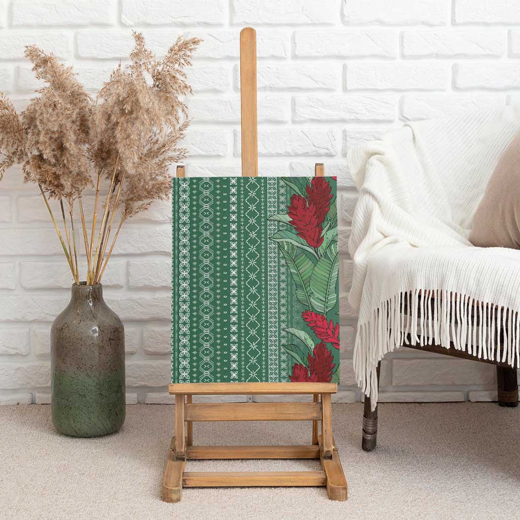 Women's Day Samoa Malu Tattoo Inspired Mix Teuila Canvas Wall Art Sage Green