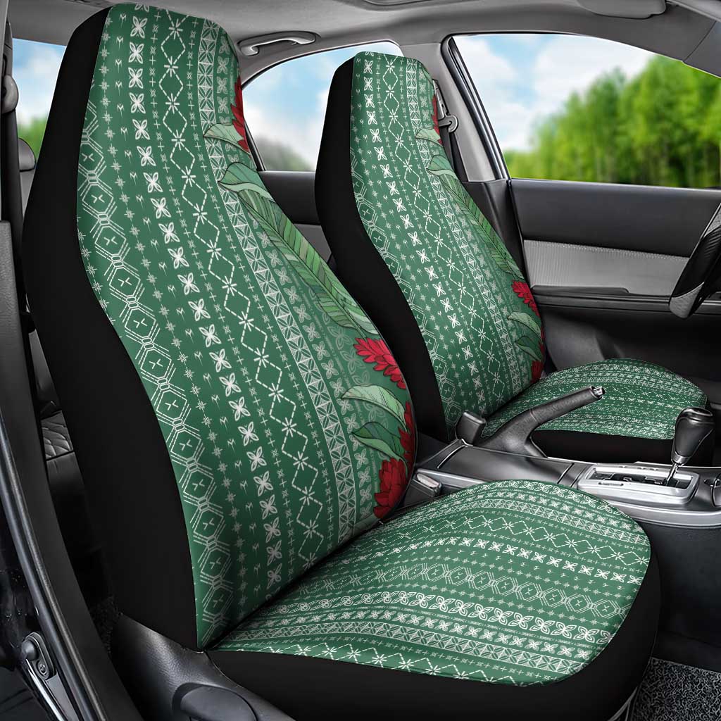 Women's Day Samoa Malu Tattoo Inspired Mix Teuila Car Seat Cover Sage Green LT7 - Polynesian Pride