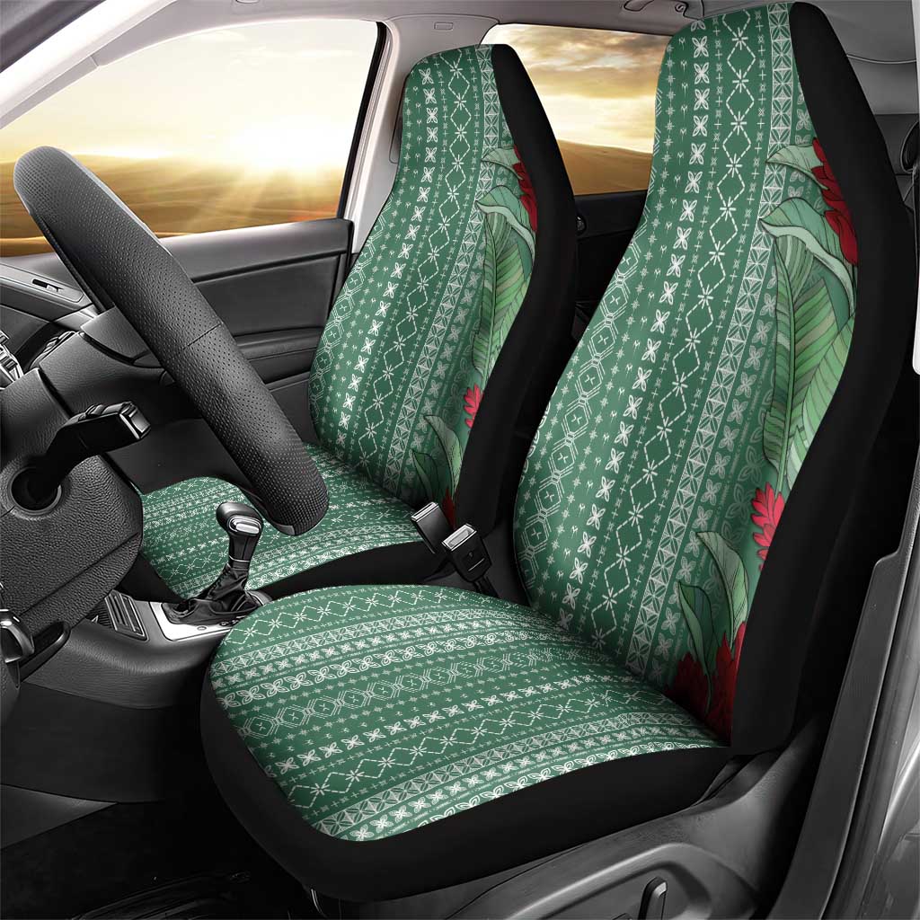 Women's Day Samoa Malu Tattoo Inspired Mix Teuila Car Seat Cover Sage Green LT7 - Polynesian Pride