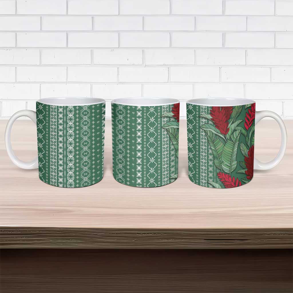 Women's Day Samoa Malu Tattoo Inspired Mix Teuila Ceramic Mug Sage Green LT7 - Polynesian Pride