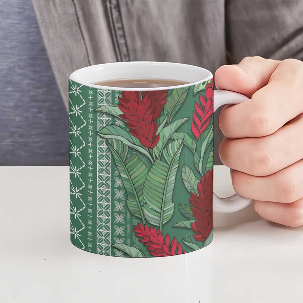 Women's Day Samoa Malu Tattoo Inspired Mix Teuila Ceramic Mug Sage Green LT7 - Polynesian Pride