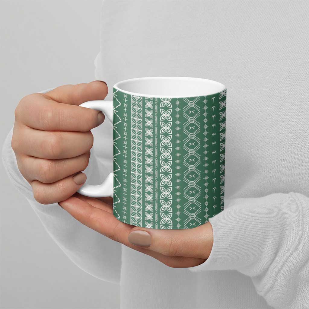Women's Day Samoa Malu Tattoo Inspired Mix Teuila Ceramic Mug Sage Green LT7 - Polynesian Pride