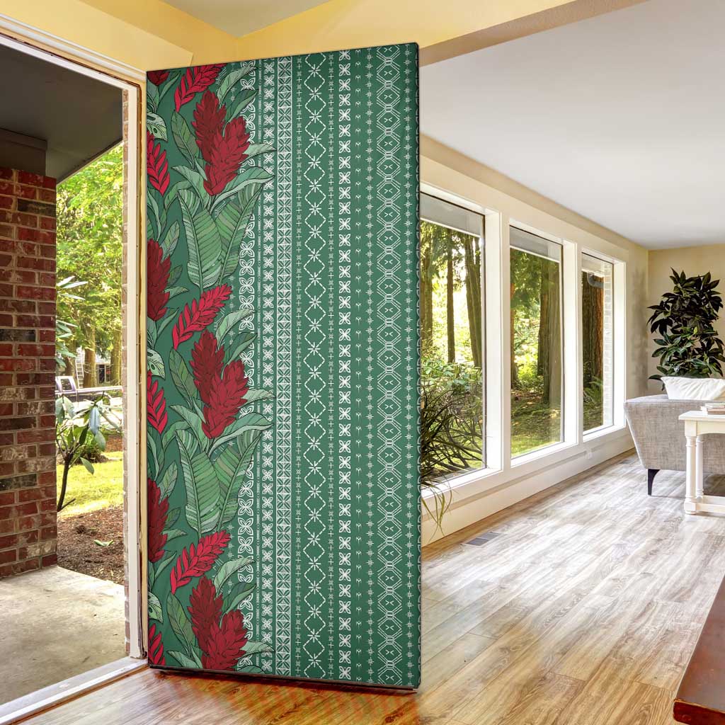Women's Day Samoa Malu Tattoo Inspired Mix Teuila Door Cover Sage Green LT7 - Polynesian Pride