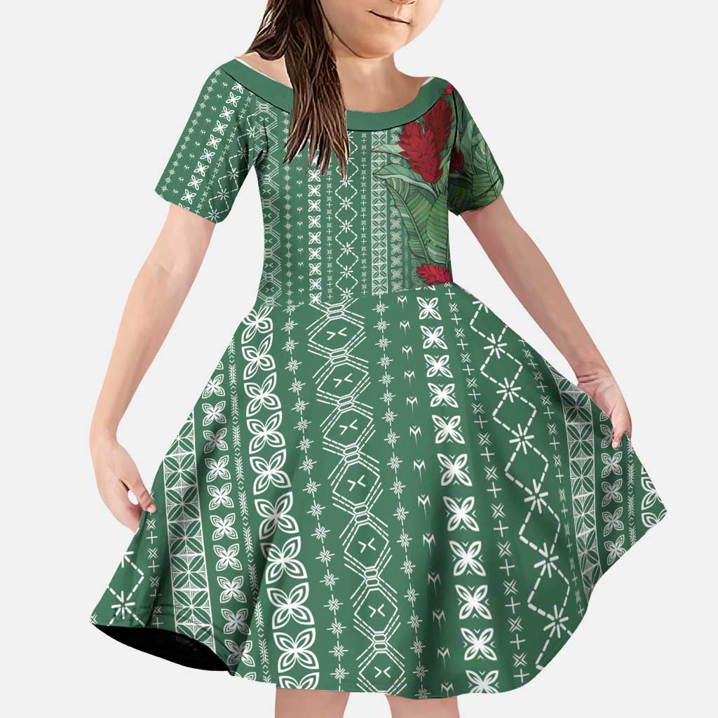 Women's Day Samoa Malu Tattoo Inspired Mix Teuila Family Matching Long Sleeve Bodycon Dress and Hawaiian Shirt Sage Green