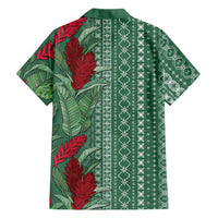 Women's Day Samoa Malu Tattoo Inspired Mix Teuila Family Matching Off The Shoulder Long Sleeve Dress and Hawaiian Shirt Sage Green