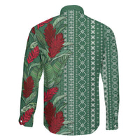 Women's Day Samoa Malu Tattoo Inspired Mix Teuila Family Matching Off Shoulder Short Dress and Hawaiian Shirt Sage Green