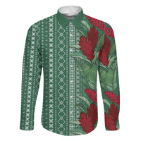 Women's Day Samoa Malu Tattoo Inspired Mix Teuila Family Matching Summer Maxi Dress and Hawaiian Shirt Sage Green