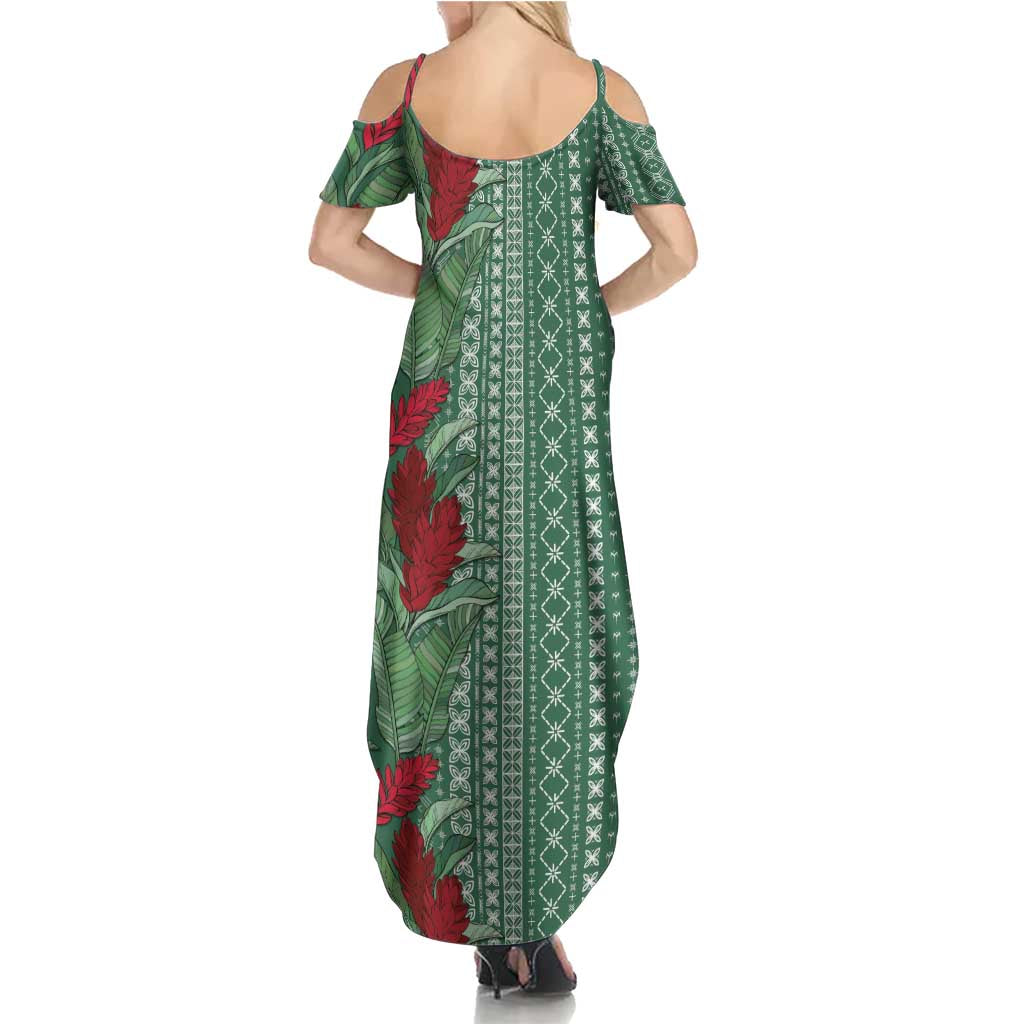 Women's Day Samoa Malu Tattoo Inspired Mix Teuila Family Matching Summer Maxi Dress and Hawaiian Shirt Sage Green
