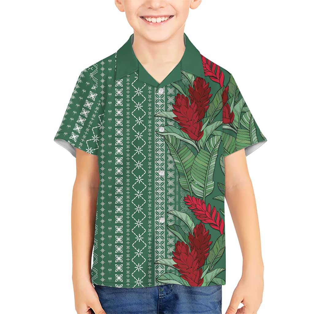 Women's Day Samoa Malu Tattoo Inspired Mix Teuila Family Matching Summer Maxi Dress and Hawaiian Shirt Sage Green