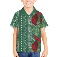 Women's Day Samoa Malu Tattoo Inspired Mix Teuila Family Matching Summer Maxi Dress and Hawaiian Shirt Sage Green