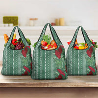 Women's Day Samoa Malu Tattoo Inspired Mix Teuila Grocery Bag Sage Green LT7 3-pack One Size Sage Green - Polynesian Pride