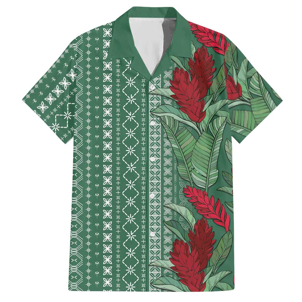 Women's Day Samoa Malu Tattoo Inspired Mix Teuila Hawaiian Shirt Sage Green