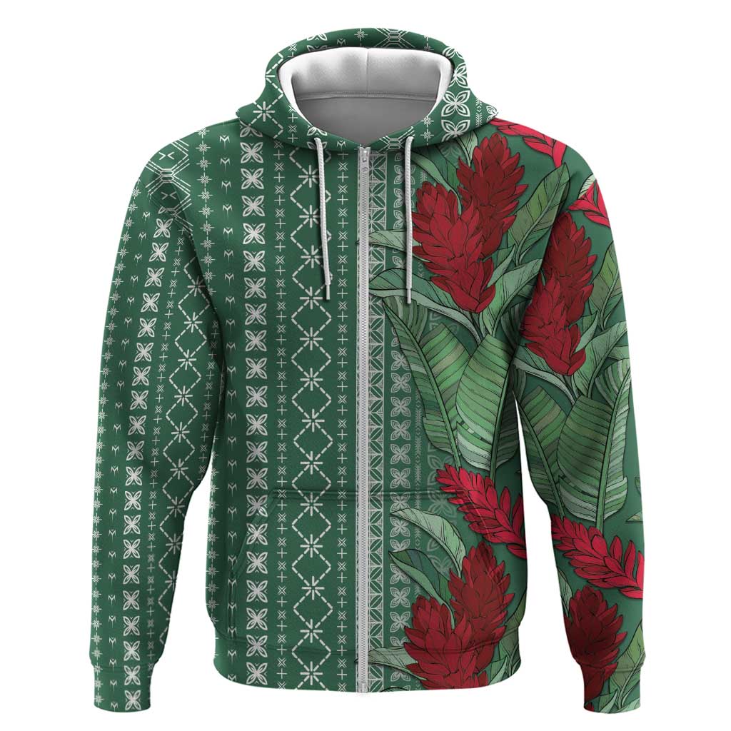 Women's Day Samoa Malu Tattoo Inspired Mix Teuila Hoodie Sage Green LT7 Zip Hoodie Sage Green - Polynesian Pride
