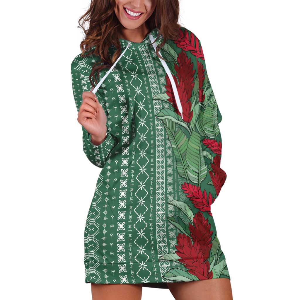 Women's Day Samoa Malu Tattoo Inspired Mix Teuila Hoodie Dress Sage Green LT7 Sage Green - Polynesian Pride