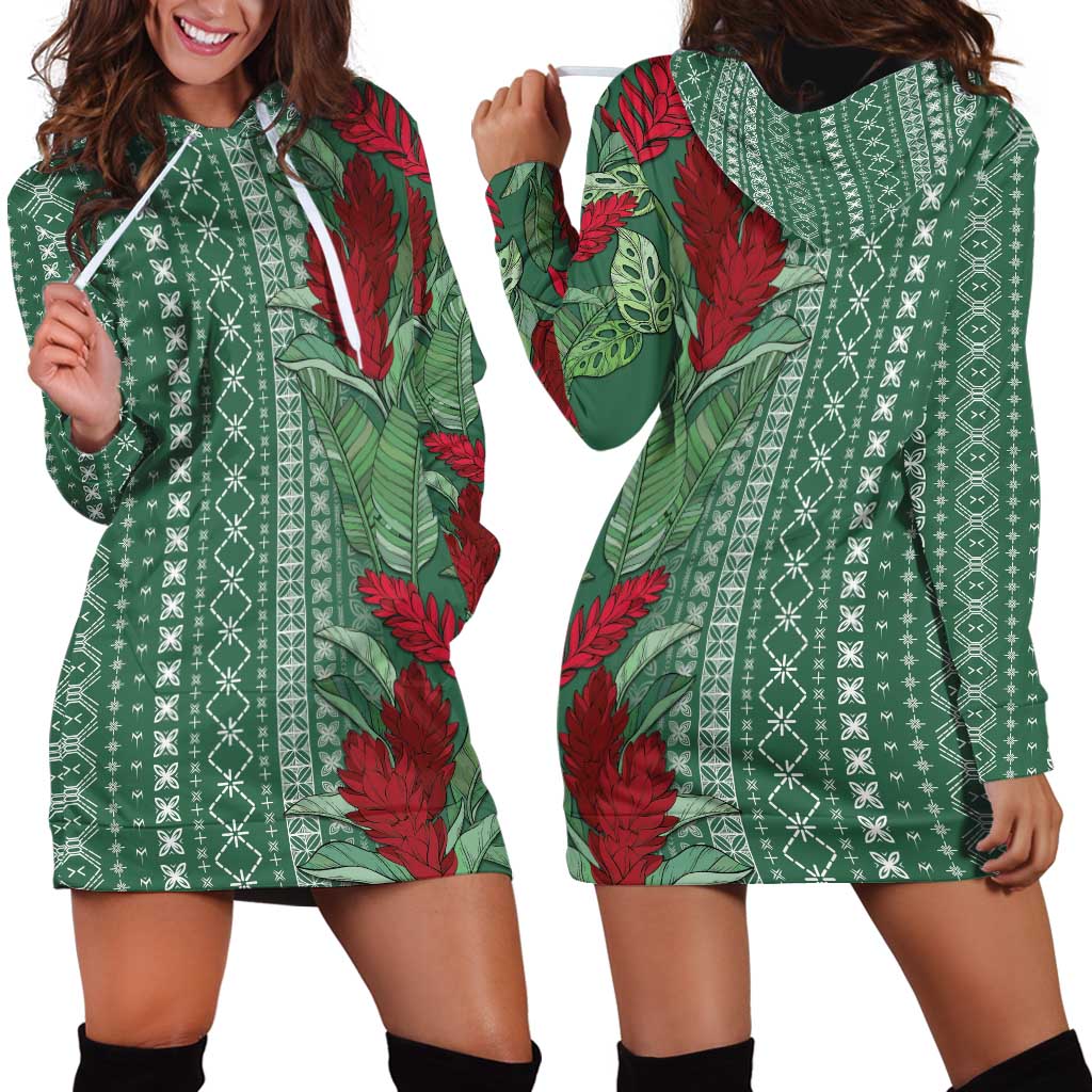 Women's Day Samoa Malu Tattoo Inspired Mix Teuila Hoodie Dress Sage Green LT7 - Polynesian Pride