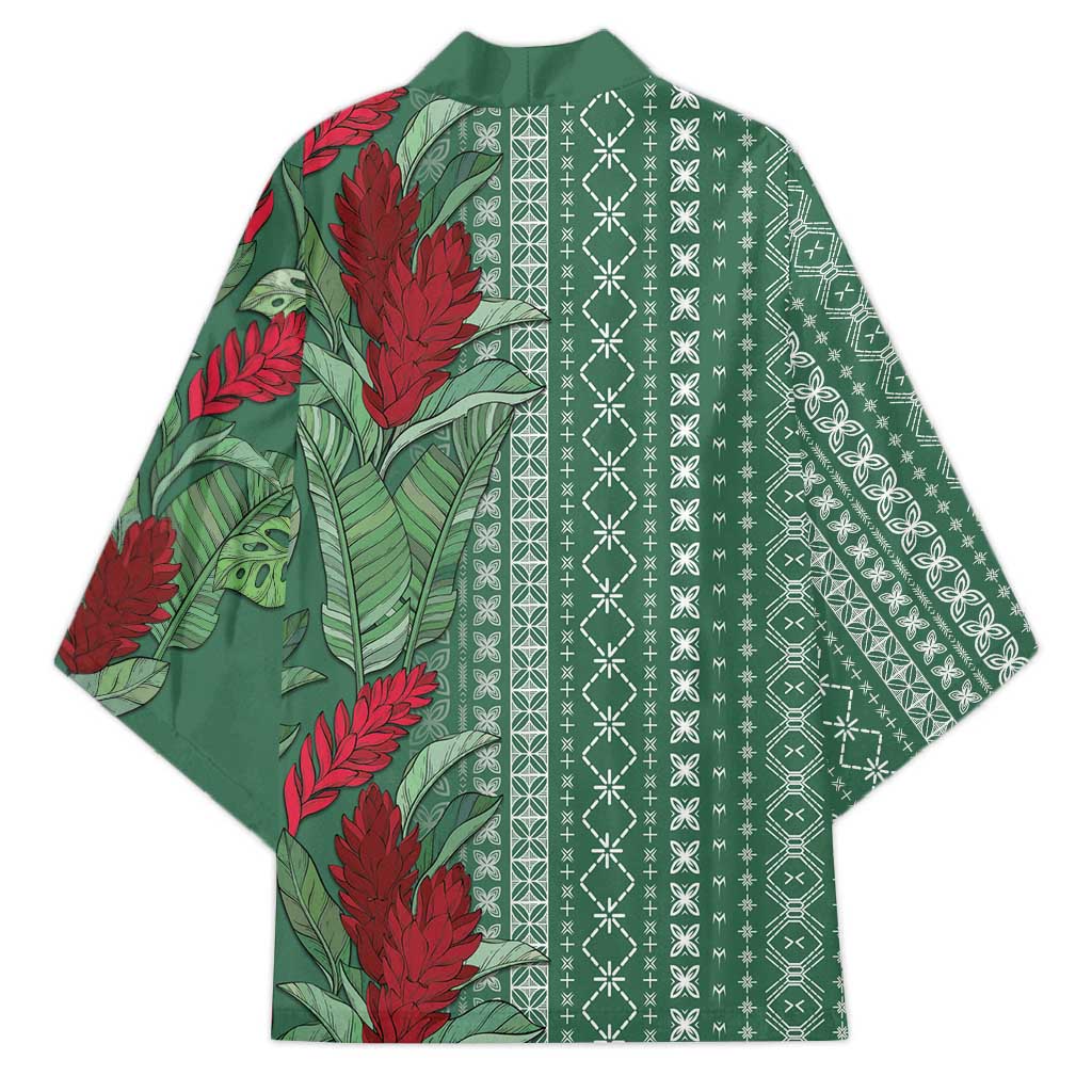 Women's Day Samoa Malu Tattoo Inspired Mix Teuila Kimono Sage Green LT7 - Polynesian Pride