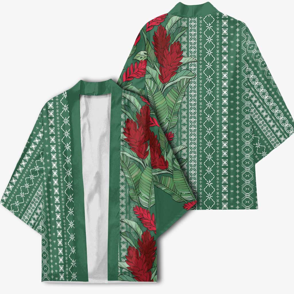 Women's Day Samoa Malu Tattoo Inspired Mix Teuila Kimono Sage Green LT7 - Polynesian Pride