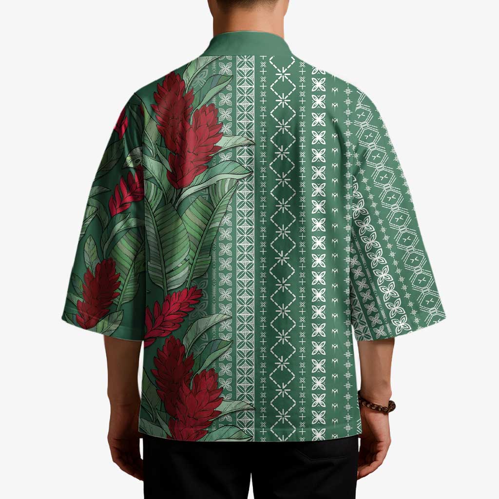 Women's Day Samoa Malu Tattoo Inspired Mix Teuila Kimono Sage Green LT7 - Polynesian Pride