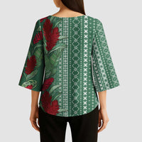 Women's Day Samoa Malu Tattoo Inspired Mix Teuila Kimono Sleeve Blouse Sage Green LT7 - Polynesian Pride