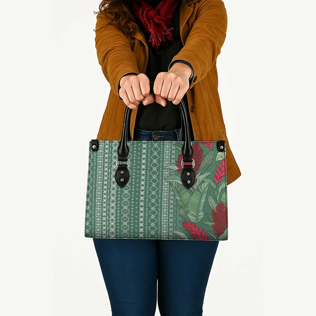 Women's Day Samoa Malu Tattoo Inspired Mix Teuila Leather Bag Sage Green LT7 - Polynesian Pride
