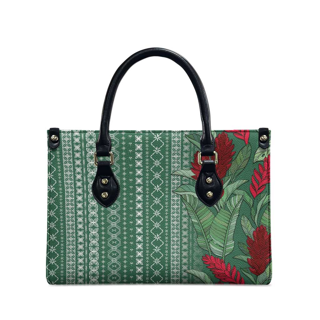 Women's Day Samoa Malu Tattoo Inspired Mix Teuila Leather Bag Sage Green LT7 - Polynesian Pride