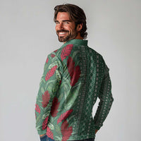 Women's Day Samoa Malu Tattoo Inspired Mix Teuila Long Sleeve Polo Shirt Sage Green LT7 - Polynesian Pride