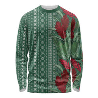 Women's Day Samoa Malu Tattoo Inspired Mix Teuila Long Sleeve Shirt Sage Green LT7 Unisex Sage Green - Polynesian Pride