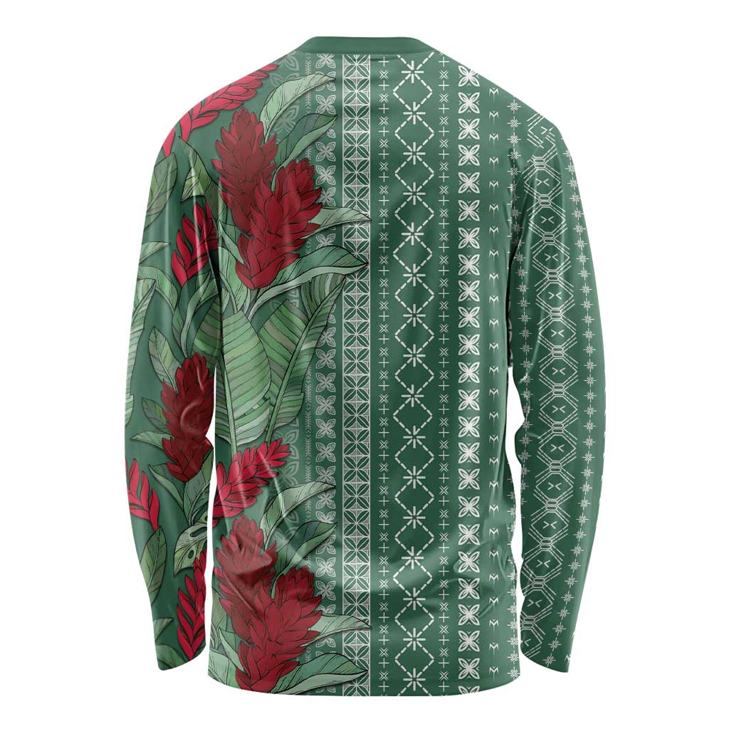 Women's Day Samoa Malu Tattoo Inspired Mix Teuila Long Sleeve Shirt Sage Green LT7 - Polynesian Pride