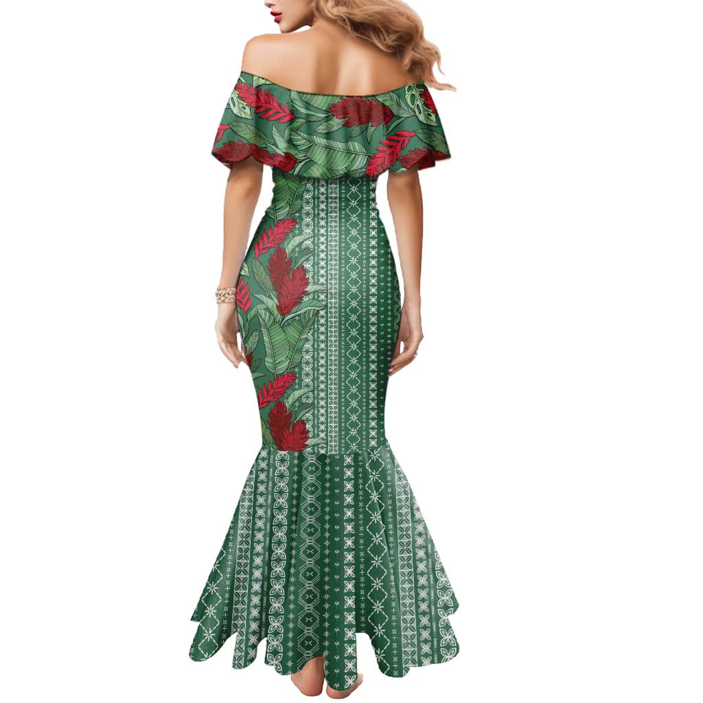 Women's Day Samoa Malu Tattoo Inspired Mix Teuila Mermaid Dress Sage Green LT7 - Polynesian Pride