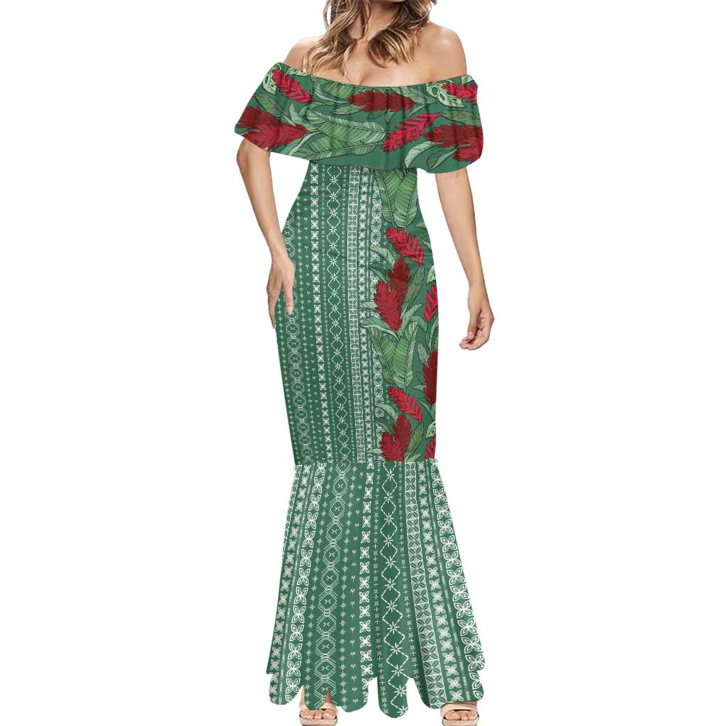 Women's Day Samoa Malu Tattoo Inspired Mix Teuila Mermaid Dress Sage Green LT7 - Polynesian Pride