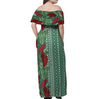 Women's Day Samoa Malu Tattoo Inspired Mix Teuila Off Shoulder Maxi Dress Sage Green LT7 - Polynesian Pride
