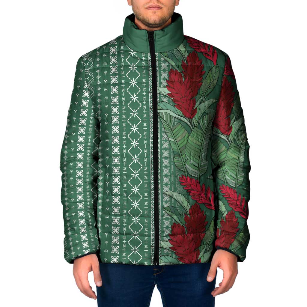 Women's Day Samoa Malu Tattoo Inspired Mix Teuila Padded Jacket Sage Green LT7 Men Sage Green - Polynesian Pride