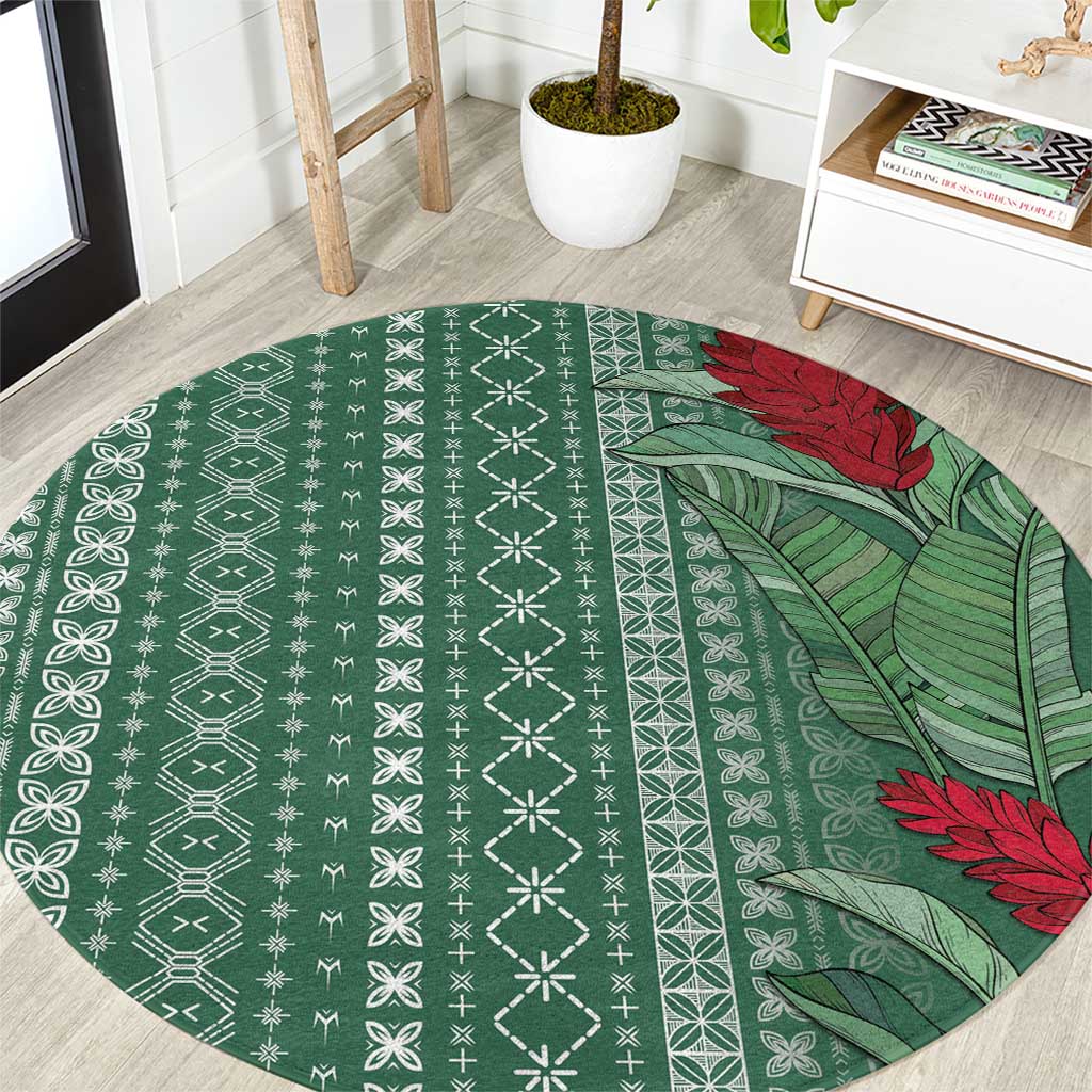 Women's Day Samoa Malu Tattoo Inspired Mix Teuila Round Carpet Sage Green LT7 Sage Green - Polynesian Pride