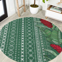 Women's Day Samoa Malu Tattoo Inspired Mix Teuila Round Carpet Sage Green LT7 Sage Green - Polynesian Pride