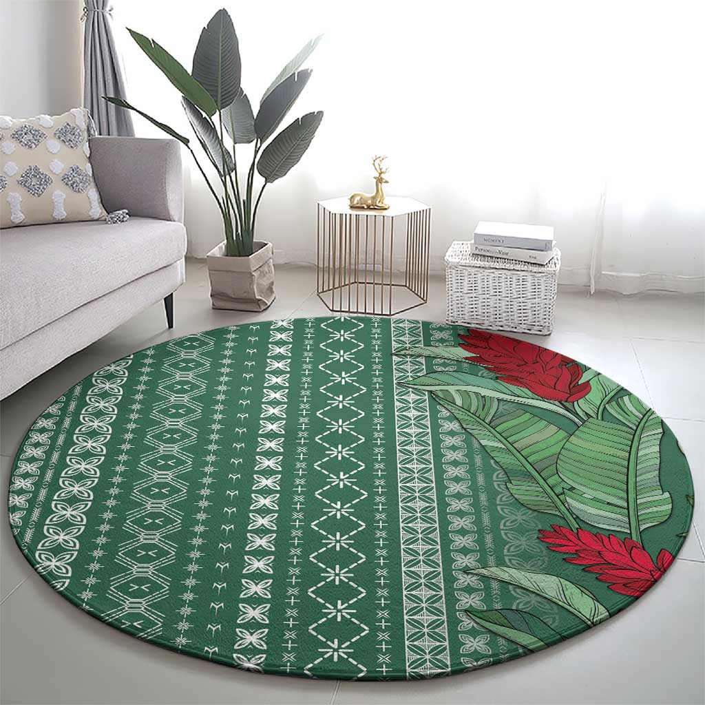 Women's Day Samoa Malu Tattoo Inspired Mix Teuila Round Carpet Sage Green LT7 - Polynesian Pride