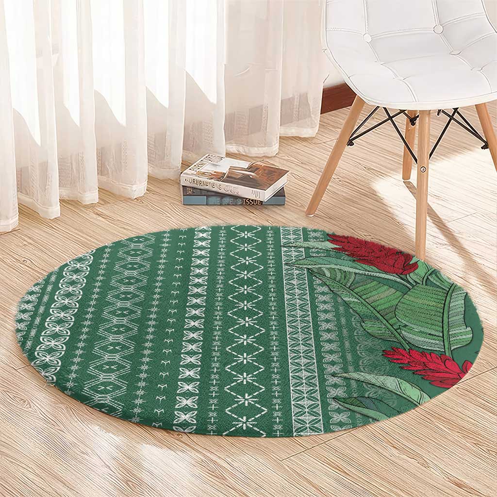 Women's Day Samoa Malu Tattoo Inspired Mix Teuila Round Carpet Sage Green LT7 - Polynesian Pride