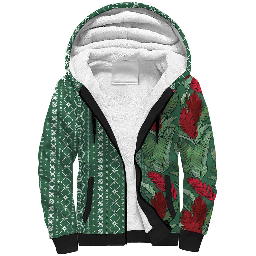 Women's Day Samoa Malu Tattoo Inspired Mix Teuila Sherpa Hoodie Sage Green LT7 Unisex Sage Green - Polynesian Pride
