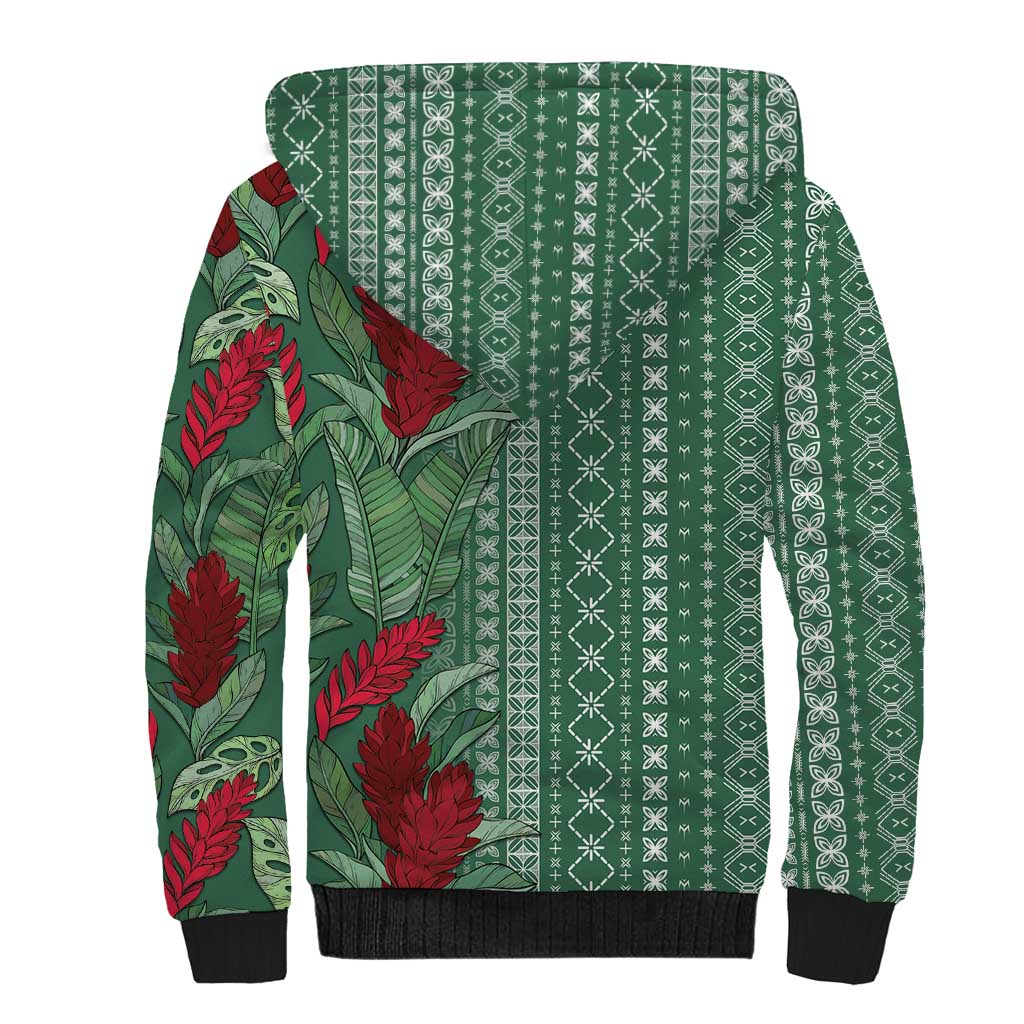 Women's Day Samoa Malu Tattoo Inspired Mix Teuila Sherpa Hoodie Sage Green LT7 - Polynesian Pride